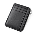 6 Card Slots Zipper Card Holder Wallet, Thin and Durable, Water Repellent and Scratch Resistant, Black