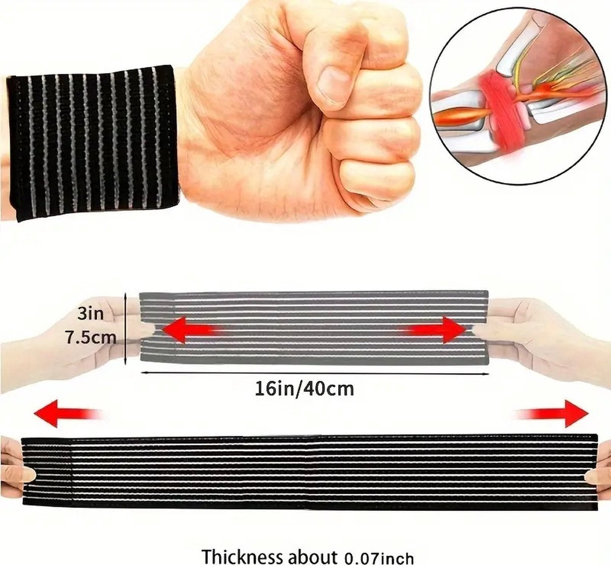 1 Pair Adjustable Wrist Bandage With Velcro | Wrist Support | Wrist Protector | Bandage | One Size | Beige