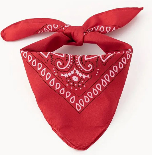 Bandana | Unisex | Farmer's Handkerchief | Headband | Red