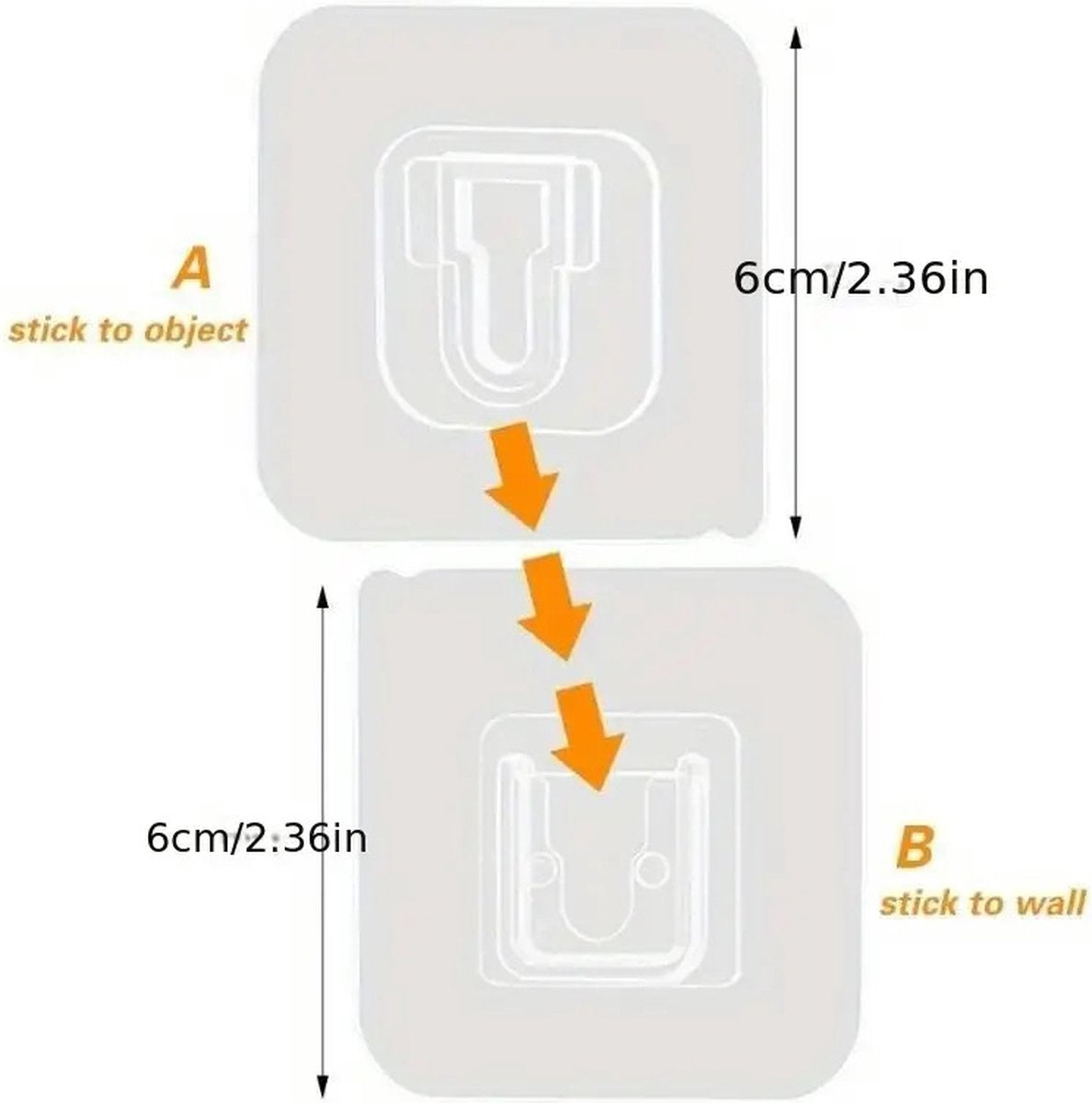 2 Pairs Transparent Self-Adhesive Hanging Hooks | Hanging System | Self-Adhesive Wall Hangers | Double-Sided Adhesive Wall Hooks | Hanging Hooks
