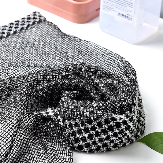 2-piece Japanese back scrubber set, exfoliating shower towel, extra-long exfoliating washcloth for men and women, scrub cloth for body cleansing and massage (black)