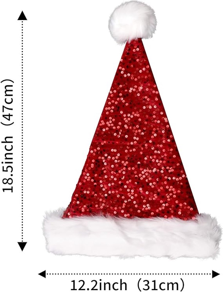 Santa Hat for Adults - Plush Santa Hat - Velvet Headwear - Lined and Dustproof