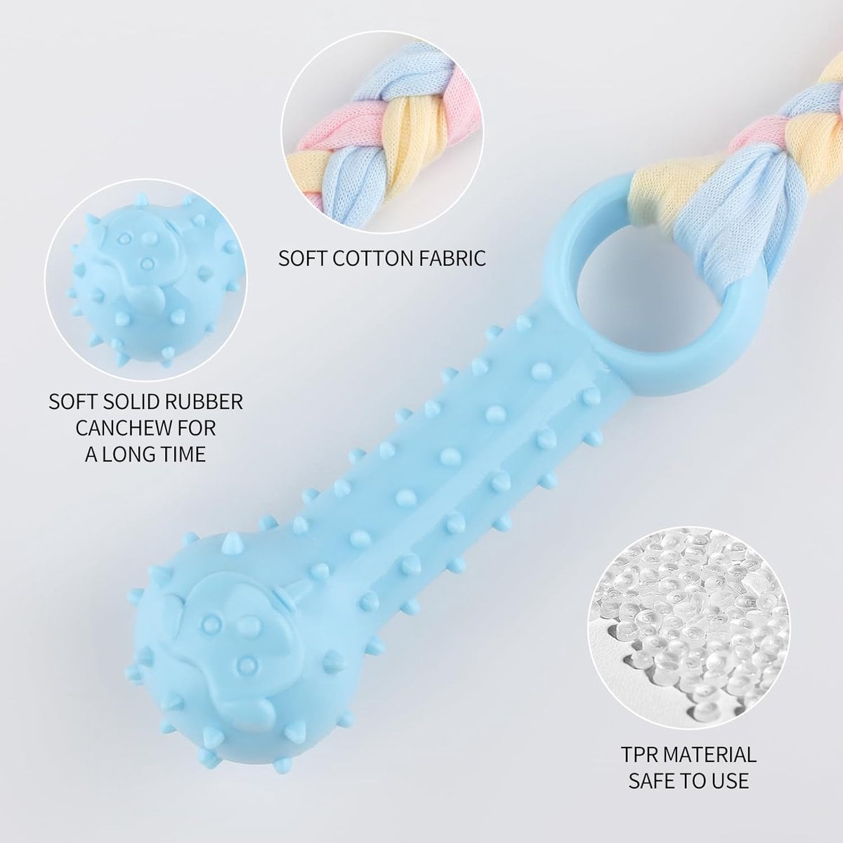 4 PCS Puppy Chew Toys - Relieves teething - Soft rubber & rope toys - Durable and interactive - Suitable for small dog breeds