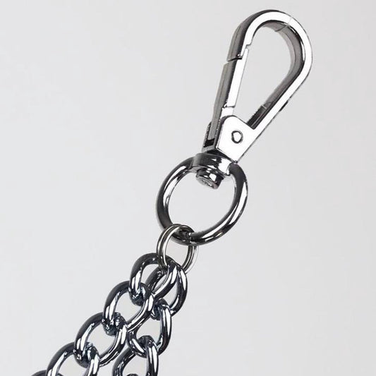 Stainless steel wallet chain - 40 cm and 50 cm long - comes with a punk-style keychain - perfect as a trouser chain or jeans chain - especially suitable for cyclists and truck drivers (silver-colored).