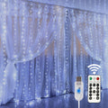Curtain lights, Christmas lights - 300 LEDs, 8 light modes, copper string lights with remote control, USB powered and waterproof for Christmas, bedroom, party, wedding, home, garden, wall decorations, cool white