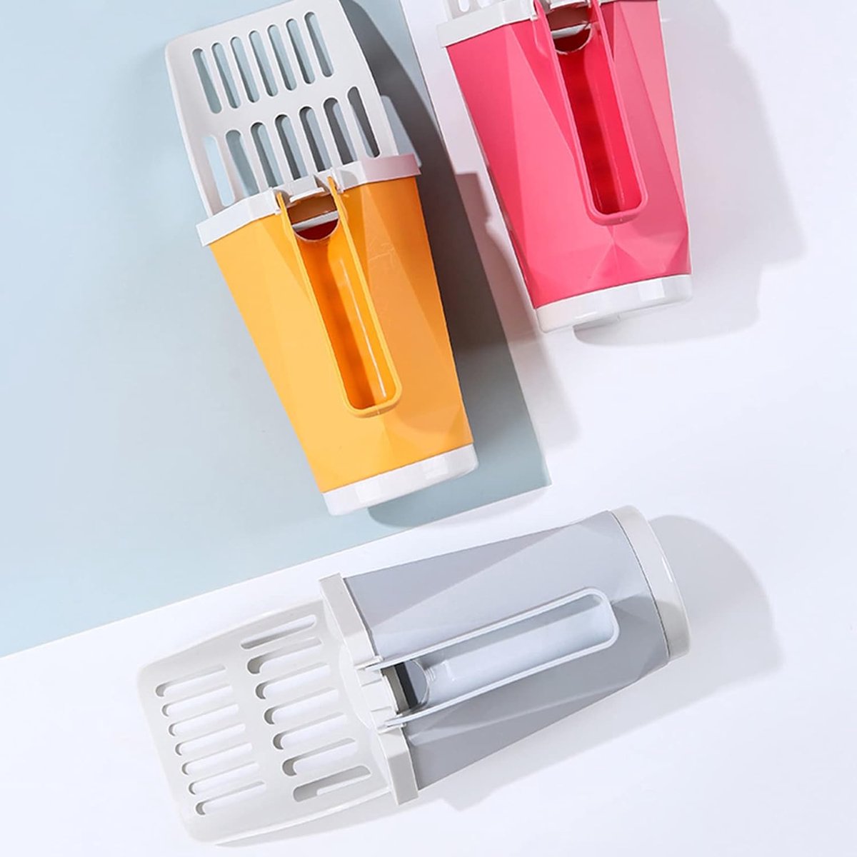 Cat Litter Scoop - Cat Litter Scoop with Collection Bin - Innovative Cat Litter Scoop Set with Waste Bin - Removable Scoop Holder - Large Capacity & Foldable (Yellow)