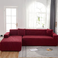 Waterproof sofa cover - Wine red jacquard leaf pattern - For 3-seater sofa (185-230 cm)