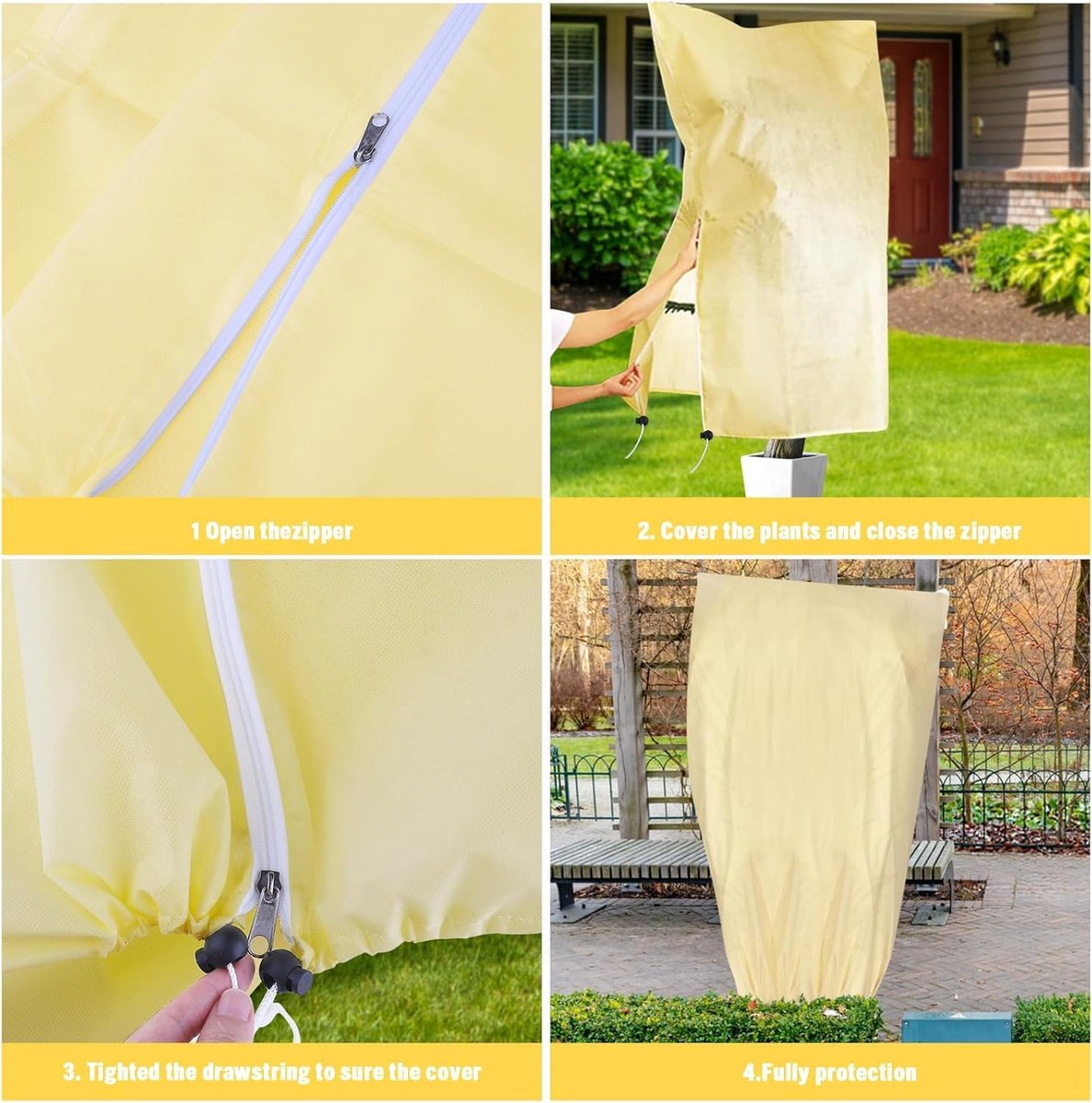 Winter covers for outdoor plants 120x180 cm - 2-pack - Frost protection - Reusable - With drawstring
