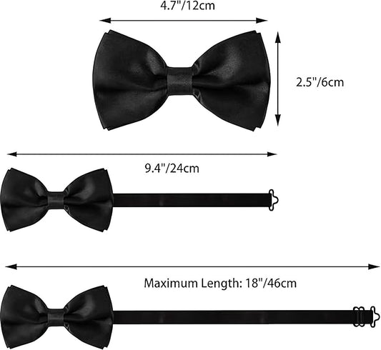 8 men's bow ties, pre-tied men's bow ties, adjustable satin bow tie for all ages