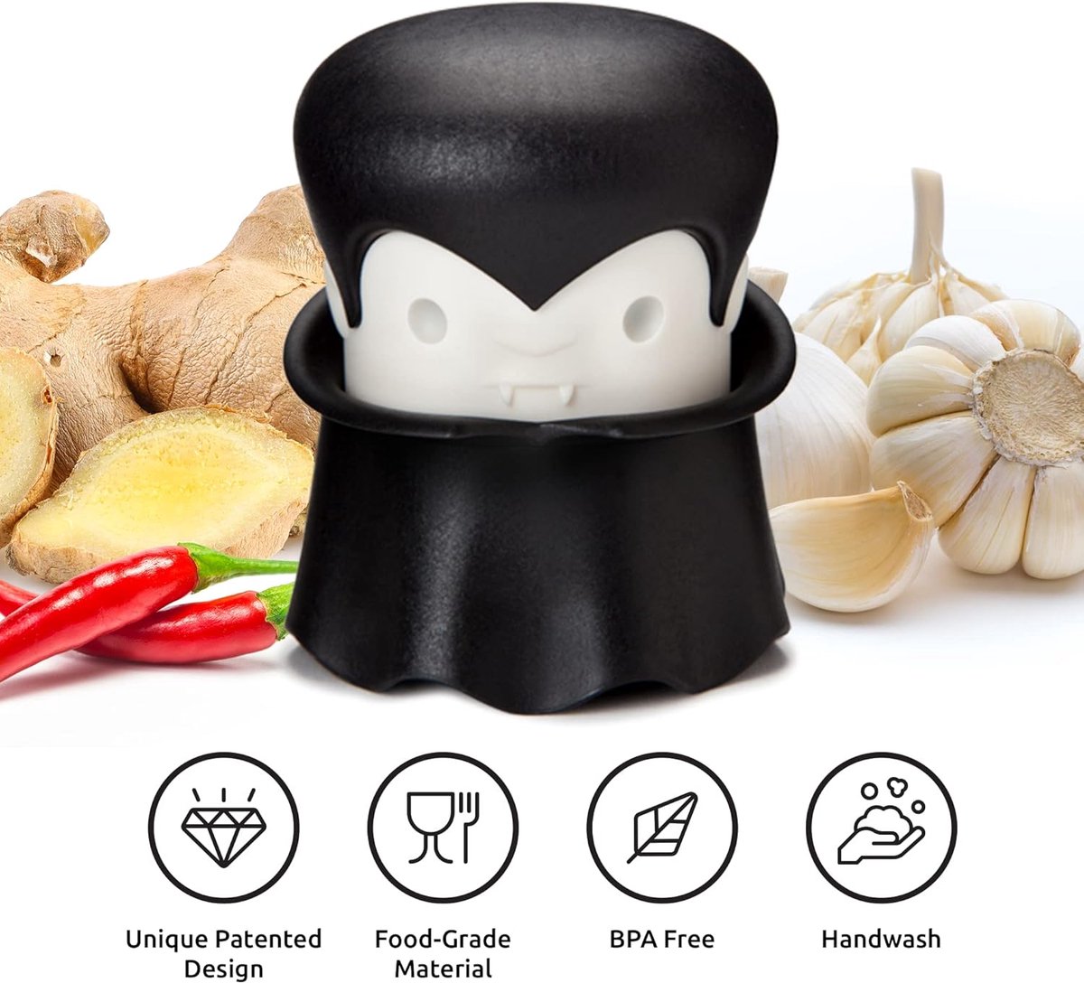 Garlic Press - Professional Garlic Crusher - Creative Multifunctional Garlic Chopper - High Quality Garlic Crusher Mincer - Works on Herbs, Ginger, Nuts, Chili Garlic Grinder - Funny Cooking Gifts Gadgets