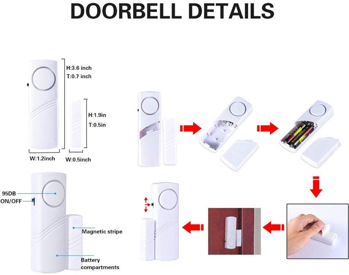 Alarm - 6-piece - Professional door/window alarm - Siren - Security Siren - Wireless anti-burglary alarm - Home burglary - Magnetically operated - Motion sensor - Window/door sensors - Practical - loud - 90dB - Safe and Rest assured.