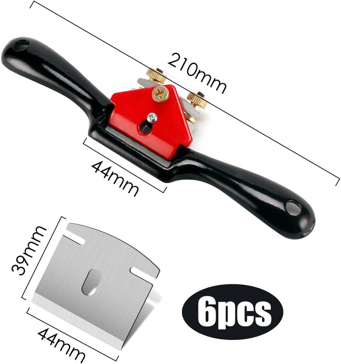 Spoke Plane Flat 210 mm - Spoke Plane - Block Plane - Hand Block Plane - Angle Plane - Hand Planers - Wood Planing - Wood - Woodworking - Edge - Rust-resistant - With 6 Planer Blades - Adjustable Spoke Planer With Screws.