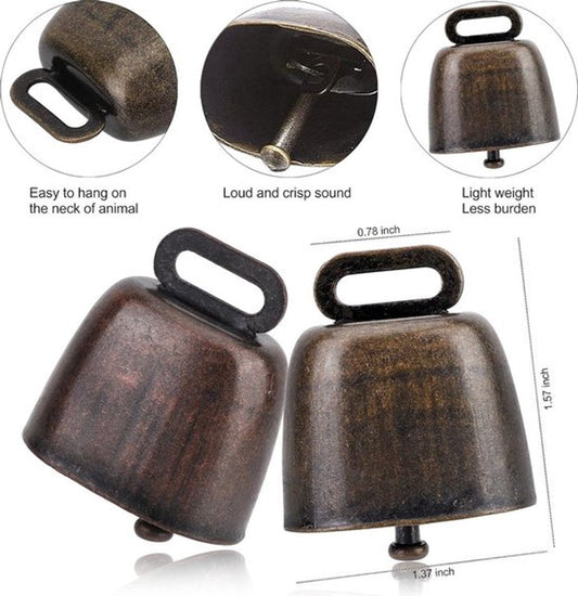 Cowbell 6 Pieces - Christmas Bells - Bell - Grazing Cowbell - Metal Cow Bell Small Bells - Goat Bell - Horse - Doorbell - Dog Bell - Christmas Decoration - Brass Ship's Bell - Animal Bells - Table Bell/Hand Bells - Decorative Bells - Farm - Animal Gift