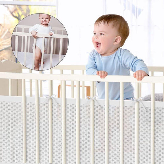 Baby Crib Bumper Set - Set of 2 - Bed Bumper - Bed Side Protectors - Anti-Bump Edge - Breathable Mesh - Baby Safety - Head Protector - Crib Bumper - 320x27cm & 150x27cm - White.