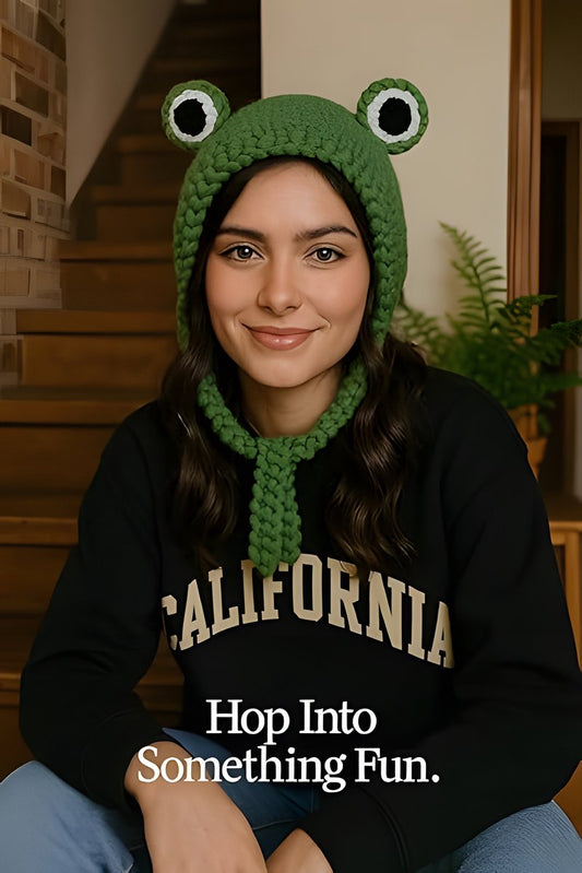 Beanie - Knitted Frog Hat - Creative Stylish Caps - Cute Animal Hat - Frog Hat with Big Eyes - Party Roleplay Hat - Accessories - Headwear - Ergonomic - Very Comfortable - Warm for Autumn and Winter - Halloween / Christmas - Gifts