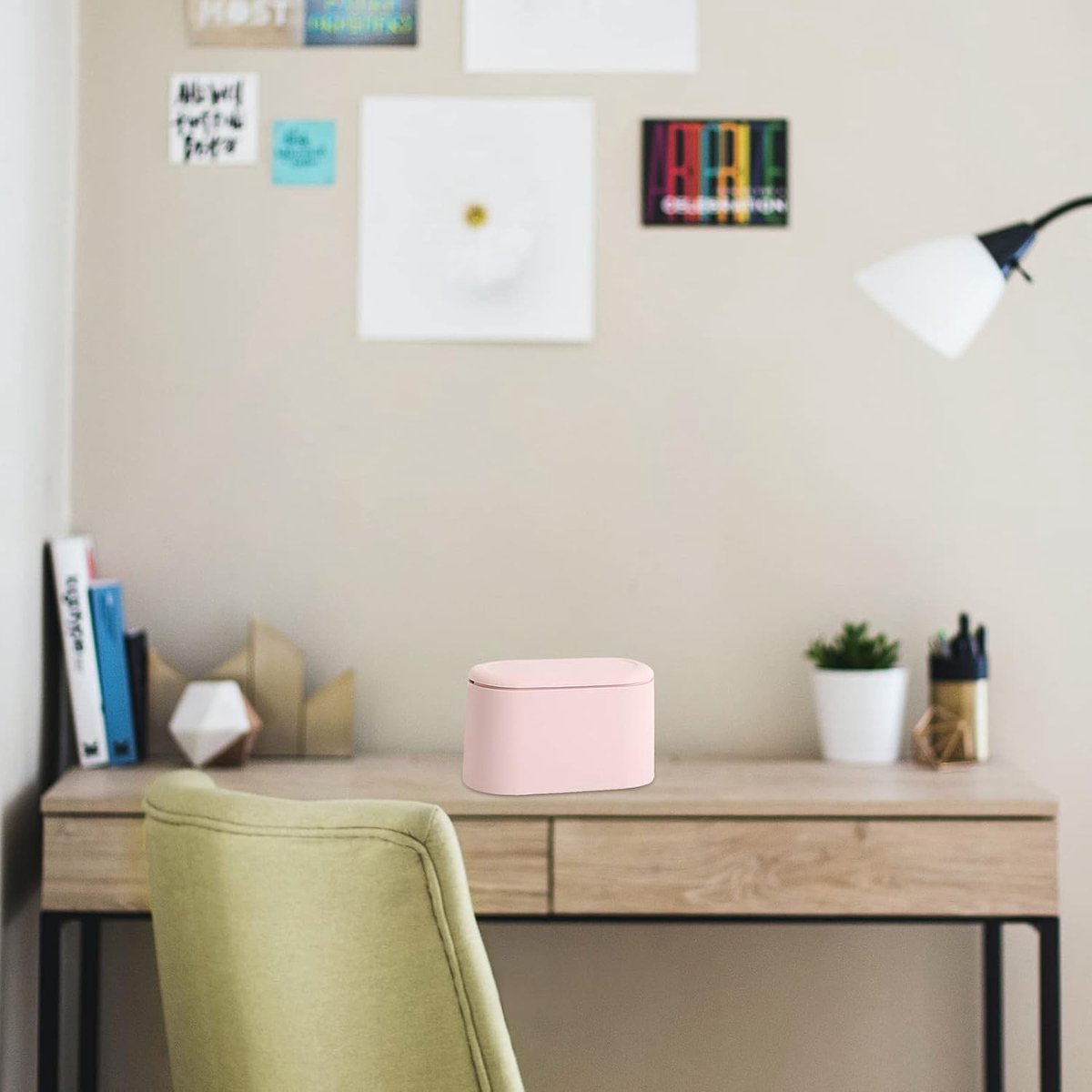 Trash Can - Sensor Trash Can - Sturdy - Countertop Waste Bin - Mini Trash Can - Desktop - Tabletop Waste Bin - Plastic Trash Can - Bathroom Waste Bin - Recycling Waste Bin - Car Trash Can - Pink - Office Trash Cans - Home / Office