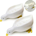 Soap Dish - 2 Pieces - Soap Holder - Soap Box - Small Soap Dish - Self-Draining Soap Holder - Duck Design - Soap Dish - Gift - For Shower, Bathroom, Bathtub, Kitchen Sink - Home Decor - Bathroom Accessories - Plastic - White