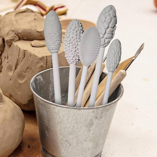 Clay Tools - 5-piece - Professional High Quality Pottery Modeling Modeling Set - Generic Clay Sculpture - versatile potter's rollers - potter's structure texture - for Clay / Sculpting / Pottery.