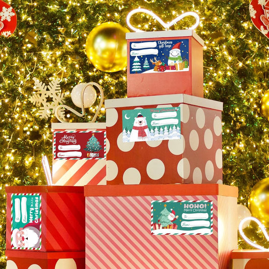500 Pieces Christmas Gift Tags - Gift Tags For Christmas Gifts - Christmas Gifts For Women, Men And Children - 7.5x4 cm - Christmas Wrapping Paper - Christmas Decorations - Self-Adhesive Christmas Name Tags - Merry Christmas Stickers - Writable Freezer La