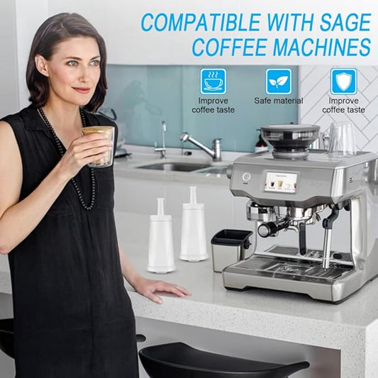 Water filter for coffee maker - Suitable For Oracle, Barista Bambino coffee machine filter - 2 pieces - white - water filter, cartridge, for Sage filter, coffee, water filter, Suitable For Sage Barista BES008