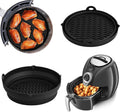Airfryer Silicone Containers - 2 Pieces - Airfryer Accessories - Airfryer Basket - Reusable Drip Tray - BPA Free - Foldable - Baking Paper Alternative - Basket Baking Pan - Air Fryer - Disposable Container Alternative - Dishwasher Safe - Black