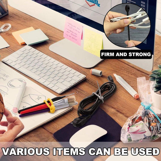 Cable Ties - 9 Pieces - Tie Wraps - Cable Organizer - Cable Management - Cable Organizer - Ties - Reusable - 12x210mm - Colorful - Silicone - For Food Bags, Cables - For Indoor and Outdoor Use.