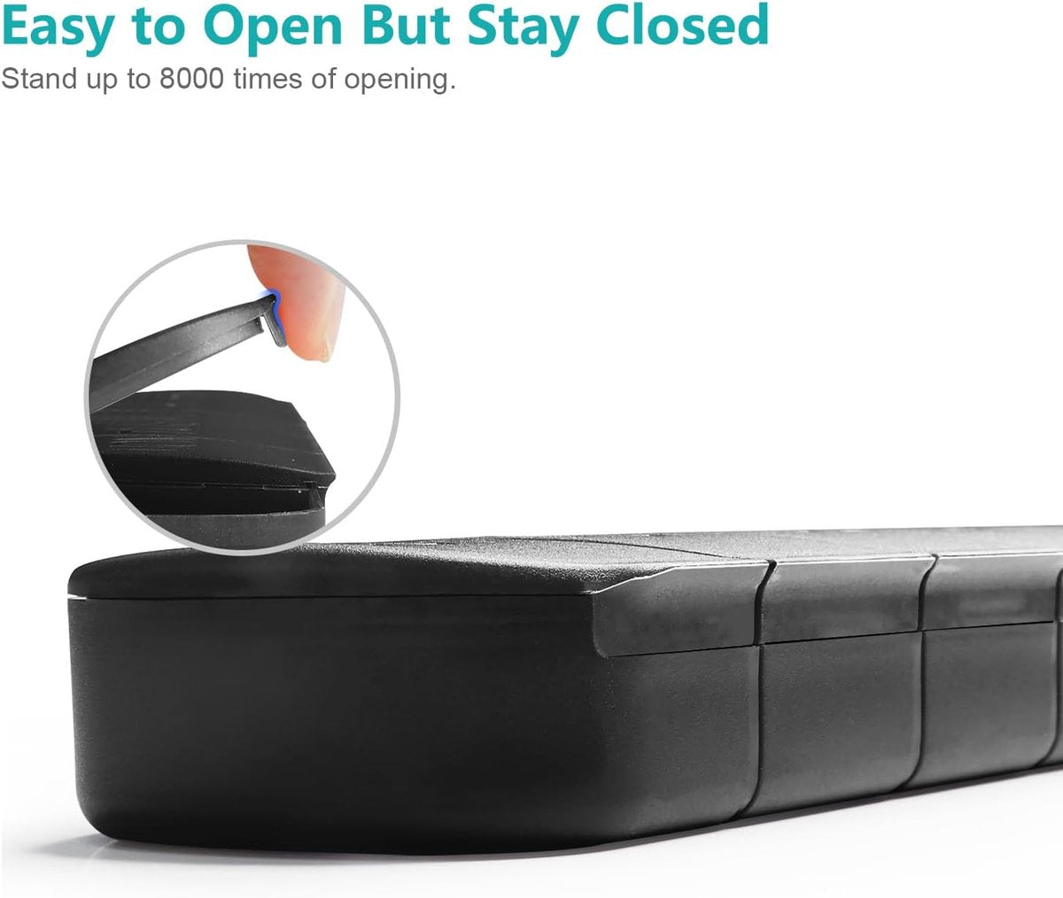 7-Day Pill Box - Portable Medicine Box - Weekly Pill Organizer - Once-a-Day Pill Box - Pill Containers - Travel-Friendly - For Medicines, Vitamins, Fish Oil Supplements - Black