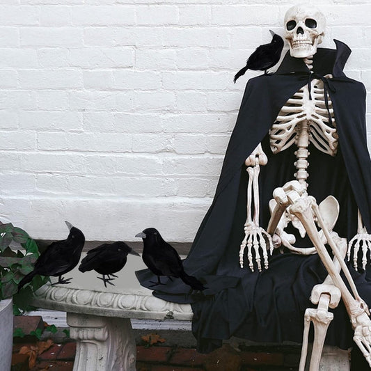 Crow - 3-piece - Halloween - Halloween Decoration - Pigeon Repeller Crow - Scarecrow - Halloween crows - artificial feathered crows - realistic raven birds decorations - party Prop - for indoors / outdoors / festivals / parties / Halloween