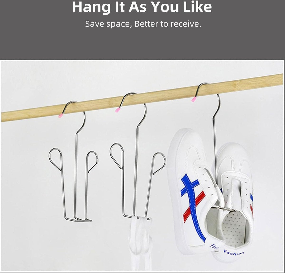 3x Shoe Rack - Drying Rack - Shoe Hook - Stainless Steel Shoe Rack - For 3 Pairs of Shoes - Silver - Laundry Rack - Laundry Racks - Drying Racks - Clothes Hanger - Washing / Shoe Drying - Running Shoes / Casual Shoes / Leather Shoes