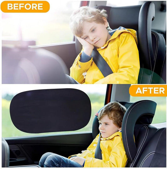 Car Sunshade - Car Sunshade Side Window - 1 Pair 50 x 30 Cm and 1 Pair 44 x 38 Cm - Baby Car Sunshade - Electrostatic Adsorption - Privacy Protection - Car Sun Protection - UV Protection - Side Window - Safe Driving - With Storage Bag - Black.