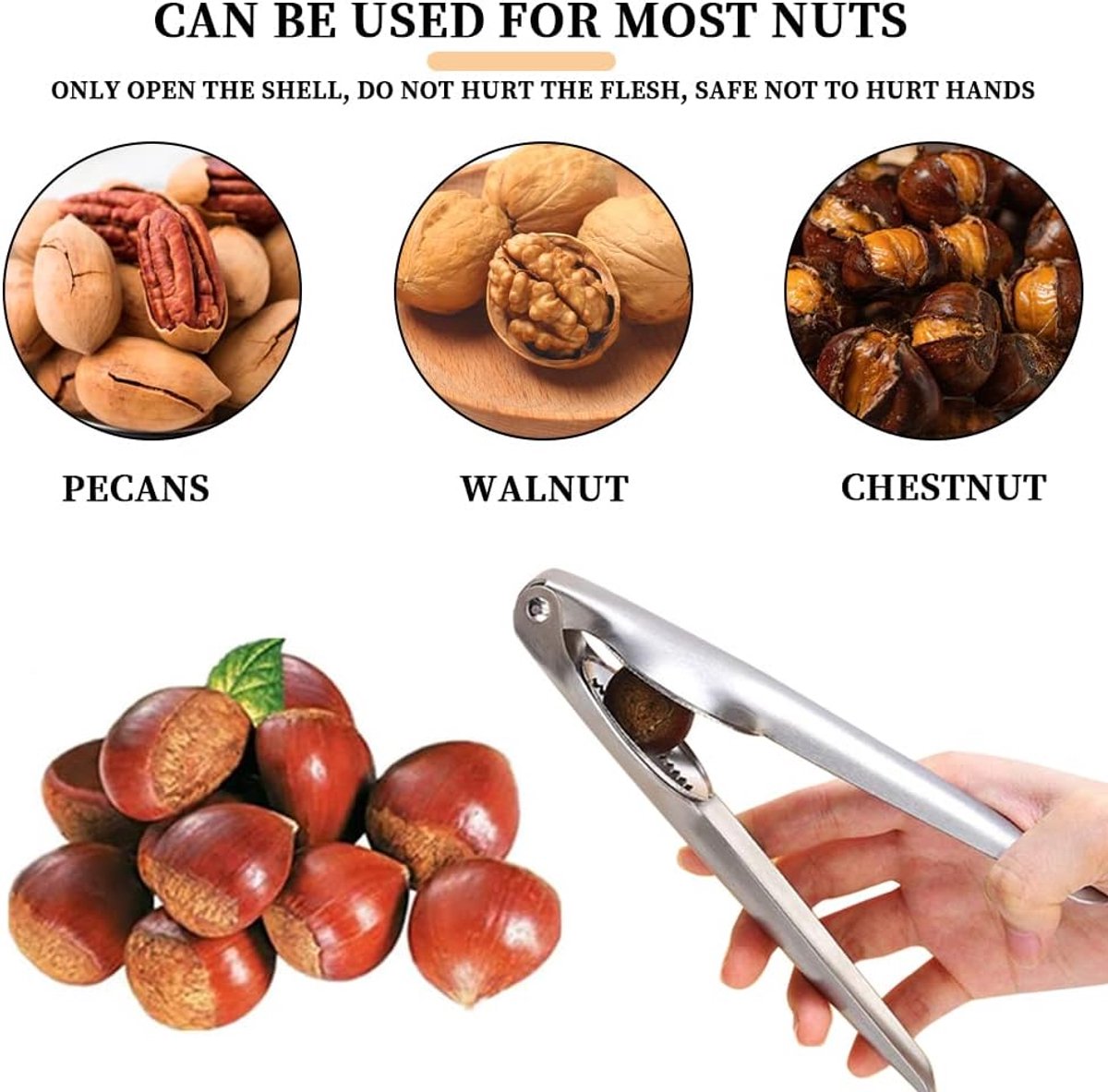 Nutcracker - Professional Walnut / Nut Cracker - Portable Christmas Nutcracker - Universal Chestnut Clip - High Quality Chestnut Tongs - nutcracker - Walnut Cracker - for walnuts / chestnuts / pecans and other nuts - Stainless Steel