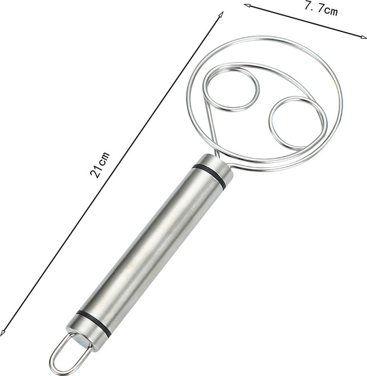 Dough Beater - 2 Pieces - Dough Whisk - Mixing and Beating - Danish Whisk - Dough Mixer - Spiral Whisk - Beating Dough - Egg Beater - Double Ring - Kitchen Utensils - For Baking in the Kitchen - Manual Dough Mixing - Bread Cake Making - Stainless Steel -