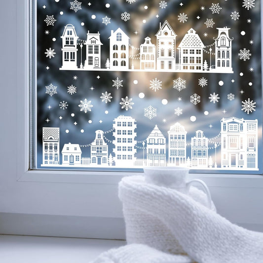 pieces - Window stickers - Christmas window sticker - Self-adhesive window stickers - Reusable Christmas window stickers - Home decoration - Winter decoration - for home, cafe, shopping mall, glass door, office, party decoration - 30*20cm - white snowflak