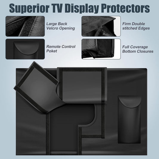 Outdoor TV case 55-58 inch - TV screen protector - waterproof and weatherproof outdoor flat screen case - 210D fabric - 55.1 x 5.9 x 35.4 inches - black