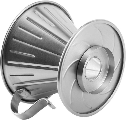 Pour Over Coffee Dripper - Stainless Steel Metal - Reusable - Cone Coffee Filter - Slow Brew Accessories for Home Cafe Restaurants