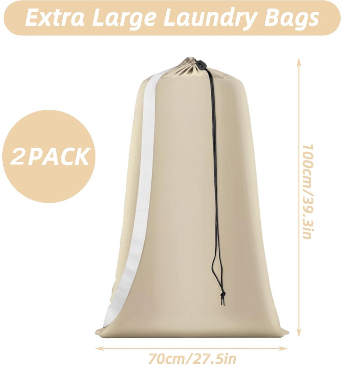2 pieces - Laundry bag - Sturdy laundry bag - Travel laundry bag - Storage bag for dirty laundry - Large laundry bag - Washing machine laundry bag - Laundry net bag - Protective laundry bag for clothing - Laundry bags for laundry - with straps - with draw