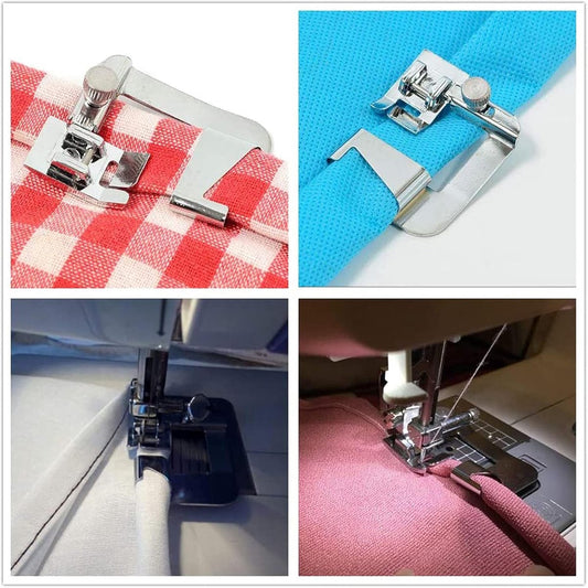 Sewing machine feet - Hem Presser Foot - 3 Sizes - Sewing Machine Hemming Foot Kit - universal presser feet - Presser feet - sewing machine accessories - Rolled hem presser foot for most sewing machines with low spindle adapter (4/8, 6/8, 8/8 inch)