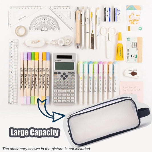 Transparent pencil case - transparent black - teen pencil case - large case for school and office - adult pencil case.