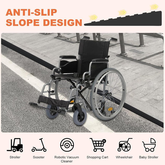 Threshold ramp - 1 m*10mm*50mm - Rubber threshold aid - Threshold ramps - Drive-up ramp - Threshold ramps for doors - Loading ramp - Threshold plate - Anti-slip - self-adhesive rubber threshold ramp - for wheelchairs, strollers and scooters - black