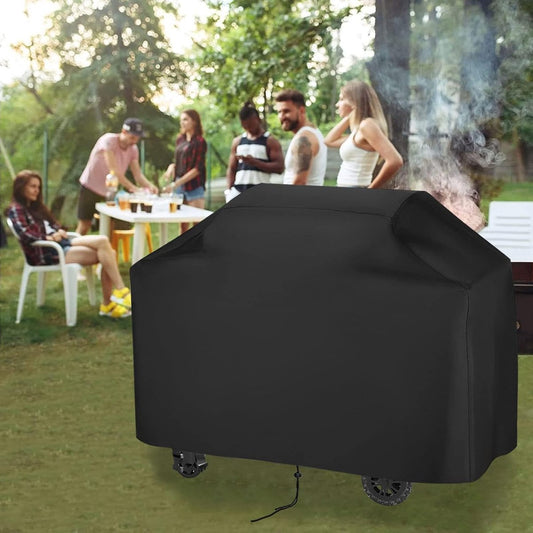 190*71*127 cm - BBQ Cover - Barbecue Covers - Waterproof Barbecue Protective Cover - Waterproof Protective Cover - 210D Robust Outdoor Grill Cover - Windproof - UV-resistant - Tear-resistant - Weatherproof Gas Grill Protector - With Storage Bag - Black