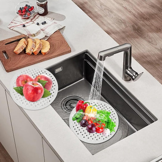 1 Piece Silicone Sink Mat - Washbasin Mat - Sink Mat - Sink Mats - Rubber Countertop Mat for Sink - Cuttable - Foldable - Non-slip - Round sink mat - Protective mat - For countertop - Round White - ø 31 Cm