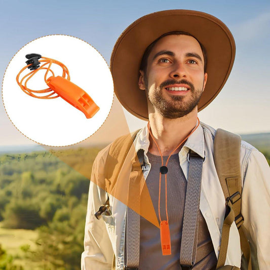 6 pieces - Emergency whistle - survival whistles - dual frequency - emergency whistle - with reflective cord, adjustable clip - emergency whistle survival whistle - for rescue operations in nature, hiking, camping, hunting and safety at sea - orange.