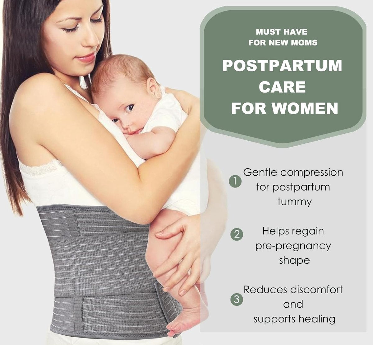 Postpartum Pregnancy Belt - Postpartum Belly Belt - Postpartum Support Belt - Breathable Belly Wrap - Pregnancy Belly Belt - Belly Braces - Corset - Kidney Warmer - Recovery Belt - Lower Back Support - for women - Size S/M - Grey