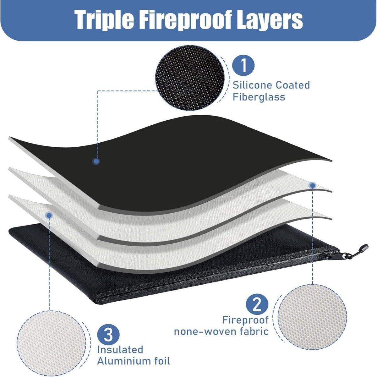 Fireproof Document Bag - 2 Pack - Fireproof and Waterproof Cash Bag with Zipper - Fireproof Document Bags - 13.4 x 9.4 Inch Waterproof and Fireproof Cash Bag Document Holder with Zipper - Fireproof Safe Storage Bag.