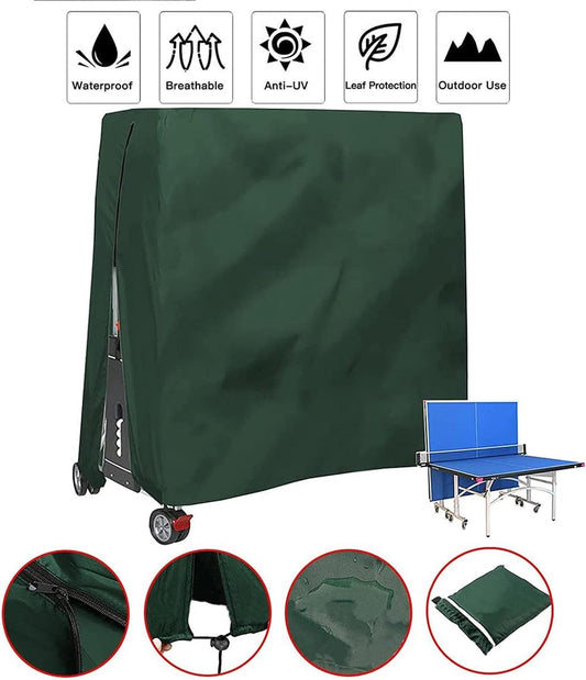 210D Waterproof Table Tennis Table Cover - Table Tennis Table Cover - Waterproof, windproof and UV-resistant - Dustproof - Table Tennis Table Protector - Protective Cover - Foldable Table Tennis Table Cover for Indoor and Outdoor Use - Green - 165×70×185c