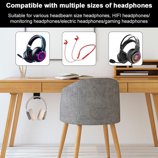 2-Piece Headphone Stand - Headset Hanger - Hook - Headphone Stand - Headset Holder - for gaming headsets - Headset Stand - Wall - headphone stand - non-slip and wear-resistant - for desks and computer tables - Adhesive - black