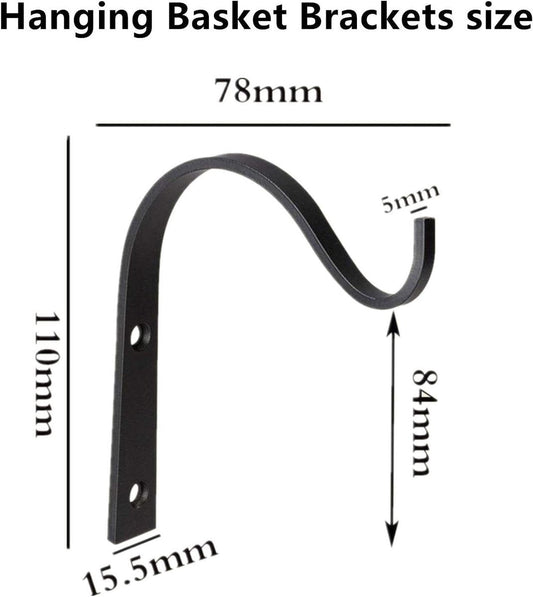 2-Piece Plant Wall Rack - Wall Hook Hanging Basket - Flowerpot Hook - Plant Hook - Iron Wall Rack - Wall Decoration - Metal Plant Hook - For Vase, Bird Feeder, Plant - Lantern Hook - Wall Hook For Plants - Garden Hook - Black
