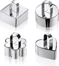 4 pieces - stainless steel - dessert rings - cake rings - with handle - molds - for baking and cooking cakes, mousses, and desserts - 8*3.8 cm - silver - square, round, heart shape, flower shape