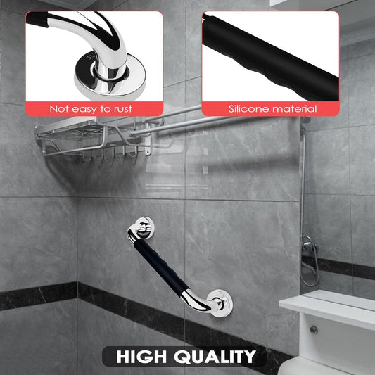 2 Pieces Toilet Grab Bars - 30 cm - Wall Grab Bar - Non-Slip Bathroom Grab Bars - Shower Grab Bars - Non-Slip Grab Bar - Toilet Grab Bar - Bathroom Grab Bars - Extra Grip - Stainless Steel Grab Bar for Shower - Shower Grab Bar - for the Elderly/Disabled/C.