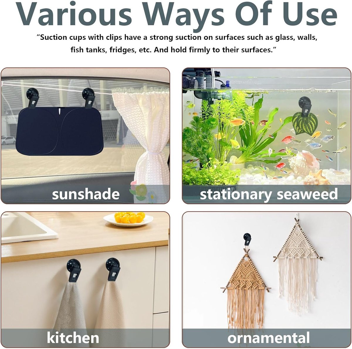 8 pieces - Suction cup clips - Shower curtain clips - Shower curtain clamps - Multifunctional storage clip - Windproof protective clips - shower curtain clips with suction cup - for car sunshades, refrigerator, notes, ticket and photo organization - 30*35